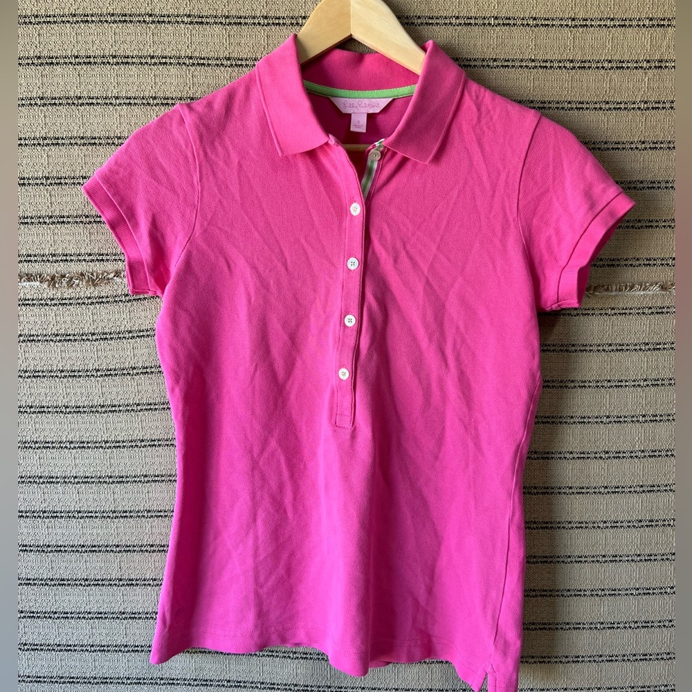 Lilly Pulitzer Pink Button Down Polo Shirt